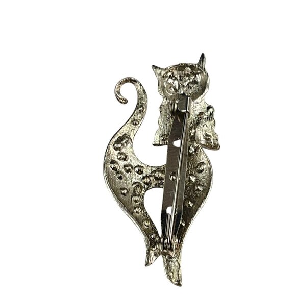 Vintage Cat Rhinestone Brooch Pin With Pink & Purple Crystals - Picture 4 of 6